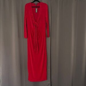 PrettyLittleThing Vibrant Red Long Sleeve Dress
